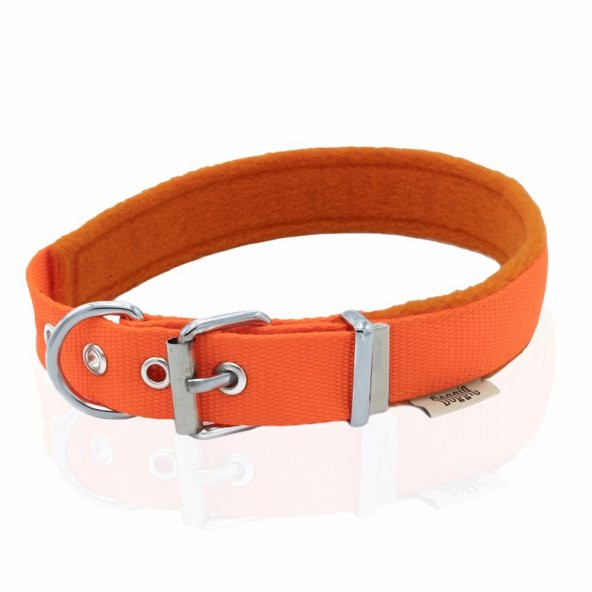 Doggie Polar Dokumadan El Yapımı Köpek Boyun Tasması 2,5x37-45cm Turuncu - Resim 3