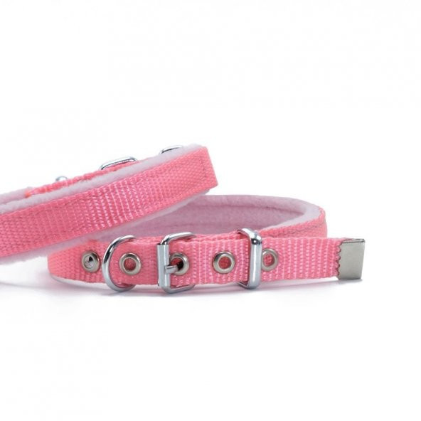 Doggie Polar Dokumadan El Yapımı Köpek Boyun Tasması 1,5x25-30cm Pembe