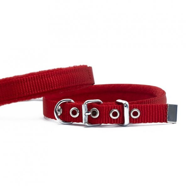 Doggie Polar Dokumadan El Yapımı Köpek Boyun Tasması 1,5x25-30cm Kırmızı/