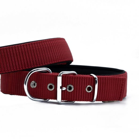 Doggie Elit Dokumadan El Yapımı Köpek Boyun Tasması 5x50-60cm Kırmızı