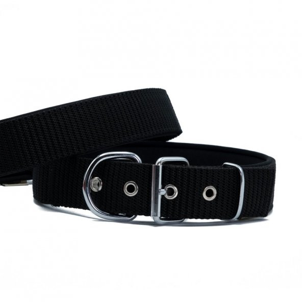 Doggie Elit Dokumadan El Yapımı Köpek Boyun Tasması 5x50-60cm Siyah/