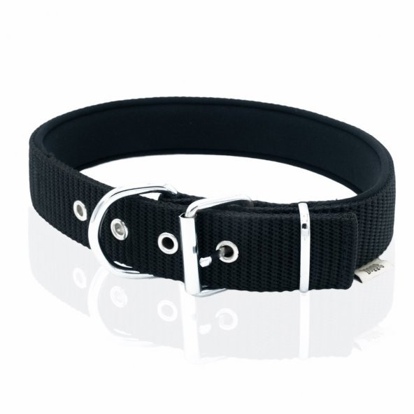 Doggie Elit Dokumadan El Yapımı Köpek Boyun Tasması 4x57-65cm Siyah - Resim 3