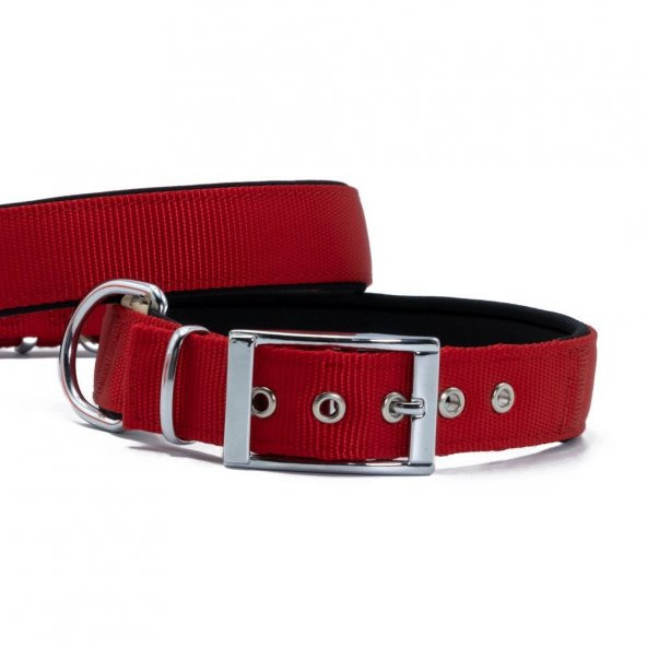 Doggie Elit Dokumadan El Yapımı Köpek Boyun Tasması 3x42-50cm Kırmızı