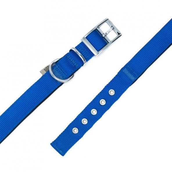 Doggie Elit Dokumadan El Yapımı Köpek Boyun Tasması 3x47-55cm Royal Mavi - Resim 4