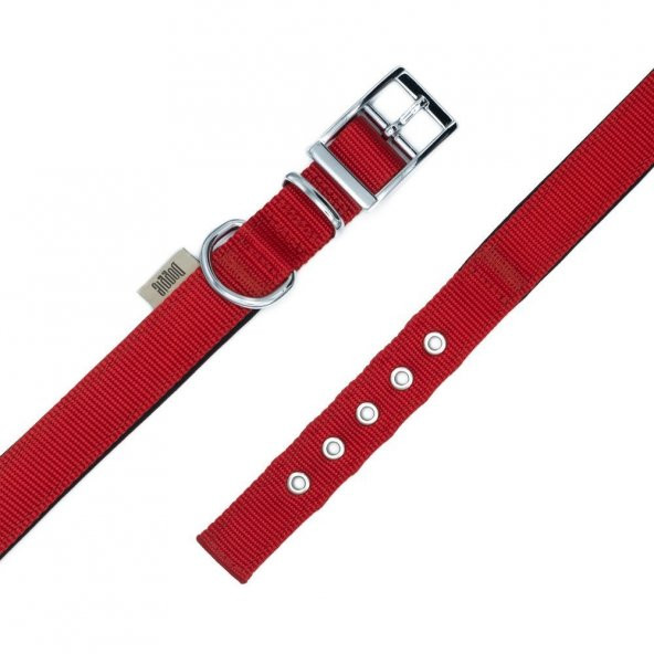 Doggie Elit Dokumadan El Yapımı Köpek Boyun Tasması 3x42-50cm Kırmızı - Resim 4