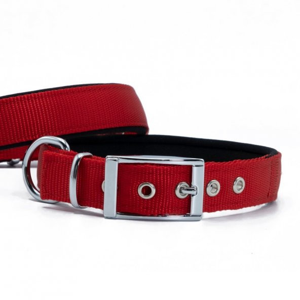 Doggie Elit Dokumadan El Yapımı Köpek Boyun Tasması 2,5x42-50cm Kırmızı