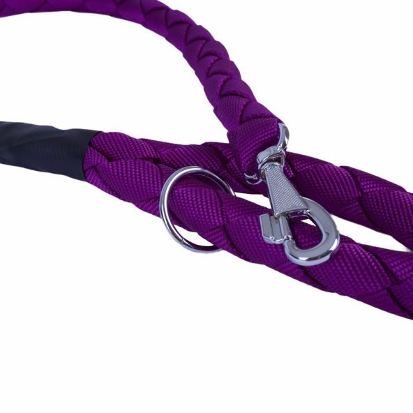 Doggie Dokumadan El Yapımı Örgülü Köpek Gezdirme Kayışı M-3x100cm Mor - Resim 2