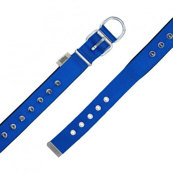 Doggie Konforlu Dokumadan El Yapımı Çivili Köpek Boyun Tasması 3x47-55cm Royal Mavi/ - 4