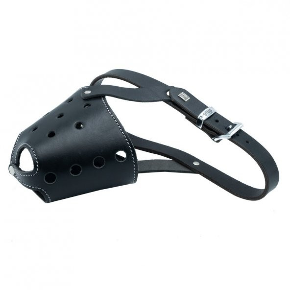 Doggie Eğitim Serisi Gerçek Deriden El Yapımı Kısa Burunlu Köpek Ağızlığı XL-2x60-65cm Siyah - 2