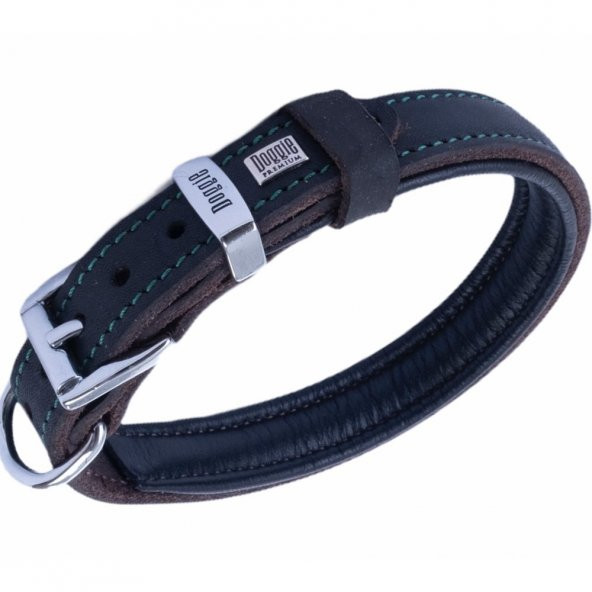 Doggie Yağlı Gerçek Deriden El Yapımı Köpek Boyun Tasması 2x35-40cm Yağ Yeşili/