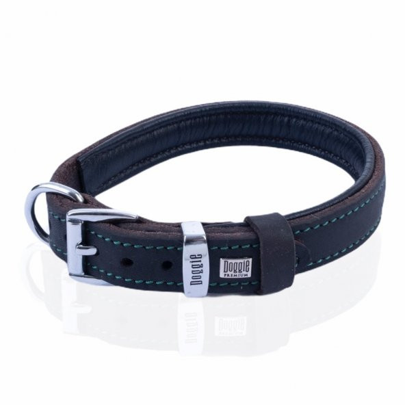 Doggie Yağlı Gerçek Deriden El Yapımı Köpek Boyun Tasması 2x35-40cm Yağ Yeşili/ - 3