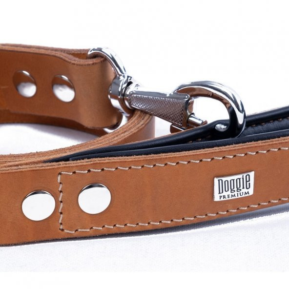 Doggie Fırstclass Gerçek Deriden El Yapımı Köpek Gezdirme Kayışı 3x100cm Camel - 3