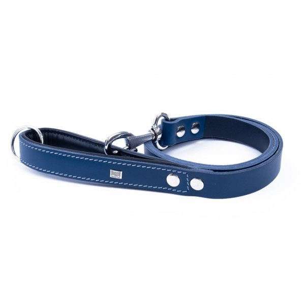 Doggie Fırstclass Gerçek Deriden El Yapımı Köpek Gezdirme Kayışı 2,5x120cm Royal Mavi