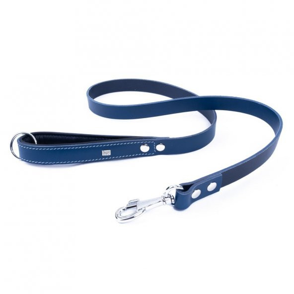 Doggie Fırstclass Gerçek Deriden El Yapımı Köpek Gezdirme Kayışı 2,5x120cm Royal Mavi - 2
