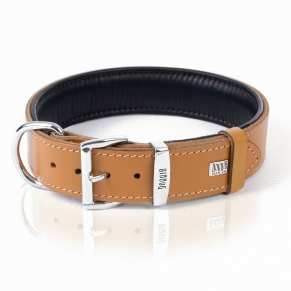 Doggie Fırstclass Gerçek Deriden El Yapımı Köpek Boyun Tasması 4x47-55cm Camel - Resim 2