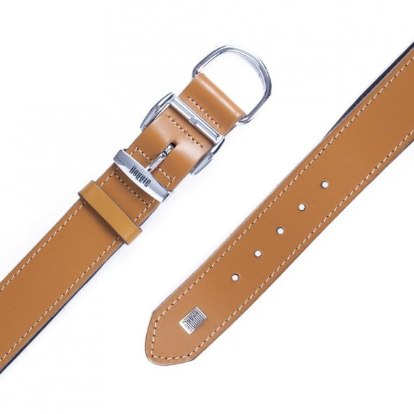Doggie Fırstclass Gerçek Deriden El Yapımı Köpek Boyun Tasması 4x47-55cm Camel - Resim 3
