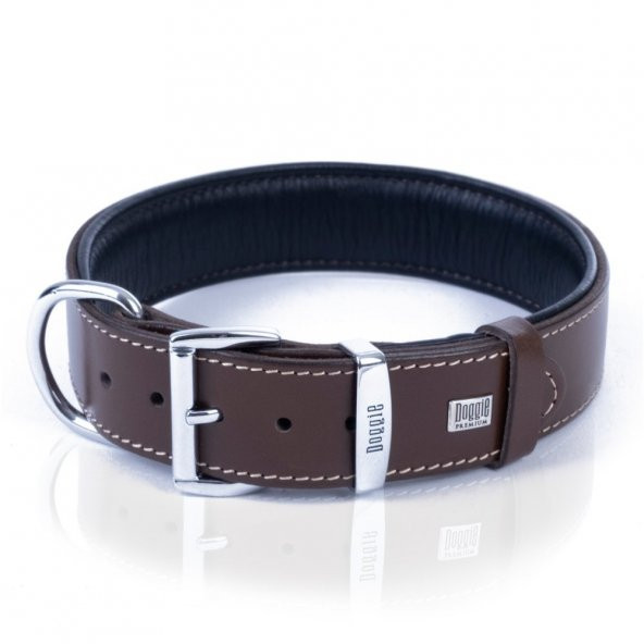 Doggie Fırstclass Gerçek Deriden El Yapımı Köpek Boyun Tasması 4x47-55cm Kahverengi - 2