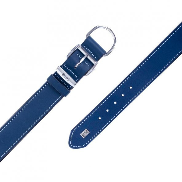 Doggie Fırstclass Gerçek Deriden El Yapımı Köpek Boyun Tasması 3,5x52-60cm Royal Mavi - Resim 3