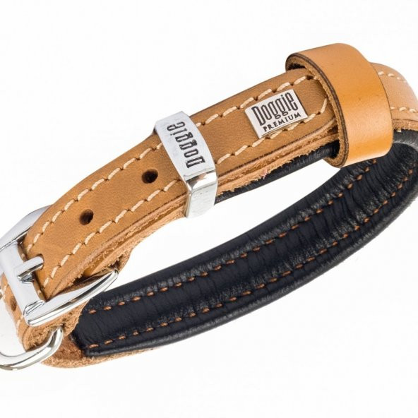 Doggie Fırstclass Gerçek Deriden El Yapımı Köpek Boyun Tasması 1,5x20-25cm Camel