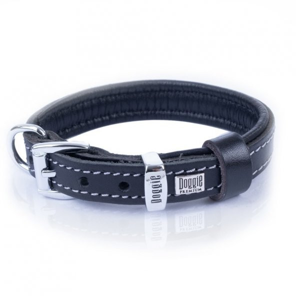 Doggie Fırstclass Gerçek Deriden El Yapımı Köpek Boyun Tasması 1,5x20-25cm Siyah - 2