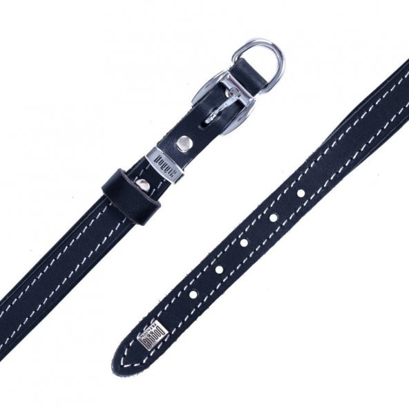 Doggie Fırstclass Gerçek Deriden El Yapımı Köpek Boyun Tasması 1,5x20-25cm Siyah - 3