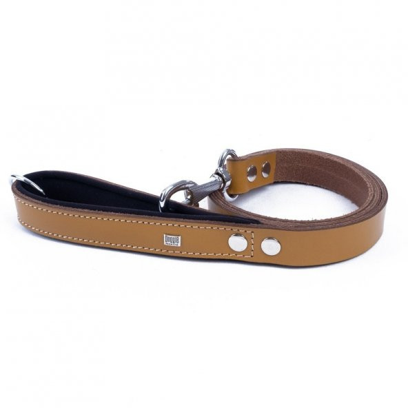 Doggie Konforlu Gerçek Deriden El Yapımı Köpek Gezdirme Kayışı 2,5x120cm Camel