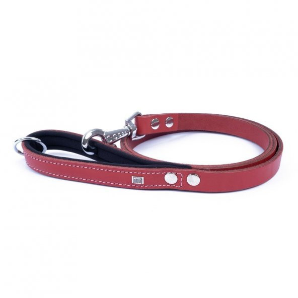 Doggie Konforlu Gerçek Deriden El Yapımı Köpek Gezdirme Kayışı 2x140cm Kırmızı