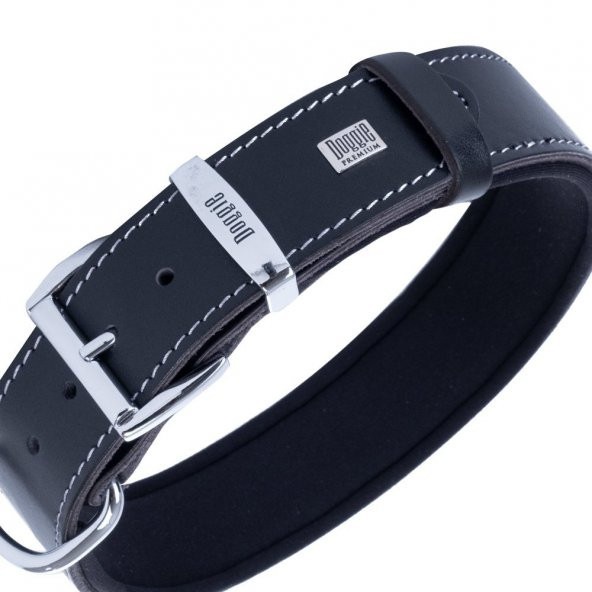 Doggie Konforlu Gerçek Deriden El Yapımı Kemik Süslü Köpek Boyun Tasması 4x57-65cm Siyah - 2