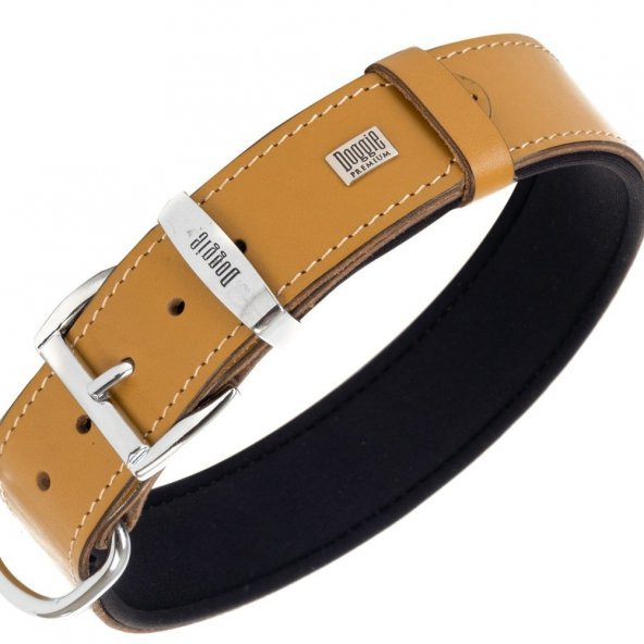 Doggie Konforlu Gerçek Deriden El Yapımı Kemik Süslü Köpek Boyun Tasması 4x52-60cm Camel - 2