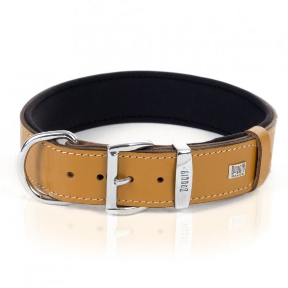 Doggie Konforlu Gerçek Deriden El Yapımı Kemik Süslü Köpek Boyun Tasması 4x52-60cm Camel - 3