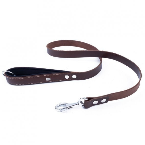 Doggie Konforlu Gerçek Deriden El Yapımı Köpek Gezdirme Kayışı 2,5x120cm Kahverengi - 2