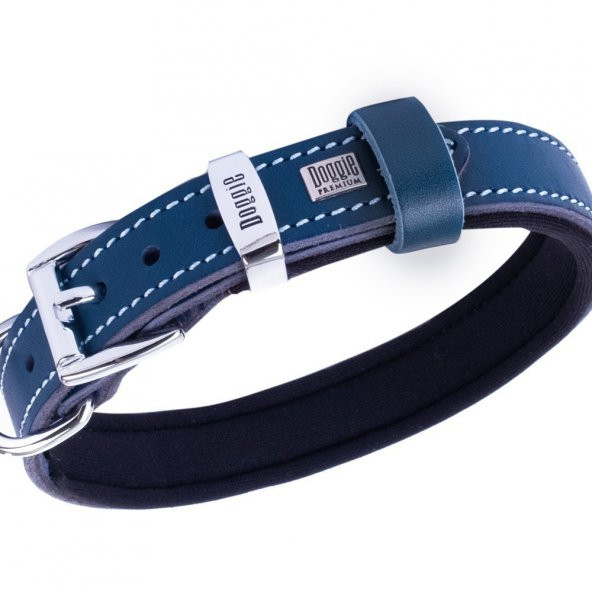 Doggie Konforlu Gerçek Deriden El Yapımı Kemik Süslü Köpek Boyun Tasması 2x30-35cm Royal Mavi - 2