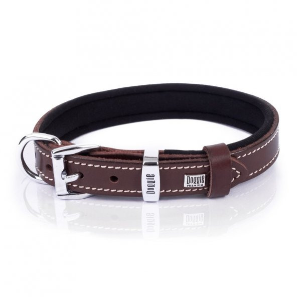 Doggie Konforlu Gerçek Deriden El Yapımı Kemik Süslü Köpek Boyun Tasması 2x30-35cm Kahverengi - 3
