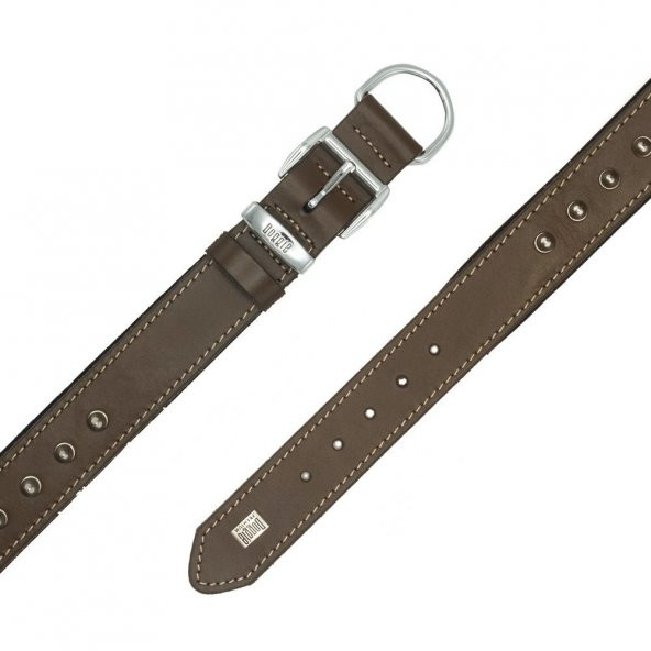 Doggie Konforlu Gerçek Deriden El Yapımı Çivili Köpek Boyun Tasması 3,5x47-55cm Kahverengi - 4