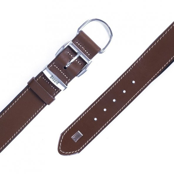 Doggie Konforlu Gerçek Deriden El Yapımı Köpek Boyun Tasması 4x52-60cm Kahverengi - 4