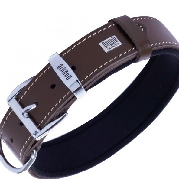 Doggie Konforlu Gerçek Deriden El Yapımı Köpek Boyun Tasması 3,5x52-60cm Kahverengi - 2