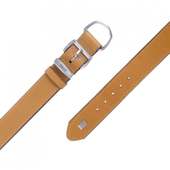 Doggie Konforlu Gerçek Deriden El Yapımı Köpek Boyun Tasması 3,5x47-55cm Camel - 4