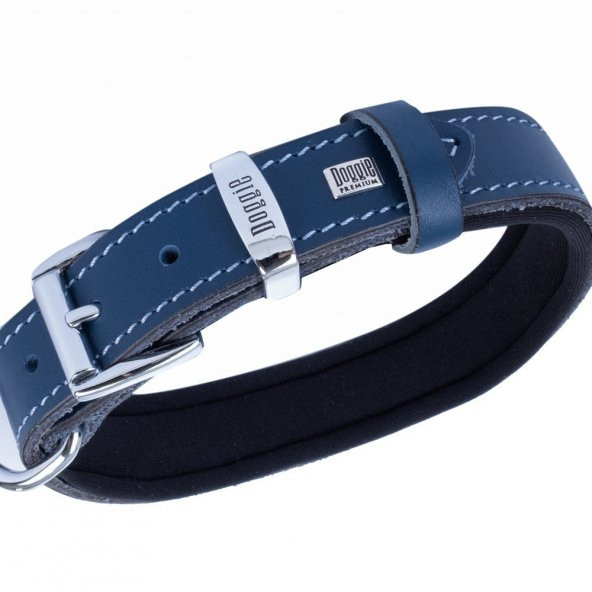 Doggie Konforlu Gerçek Deriden El Yapımı Köpek Boyun Tasması 2,5x37-45cm Royal Mavi - 2