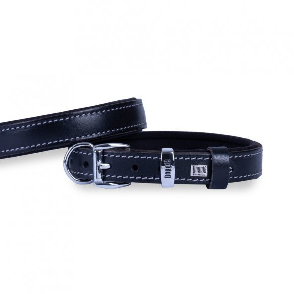 Doggie Konforlu Gerçek Deriden El Yapımı Köpek Boyun Tasması 2x30-35cm Siyah