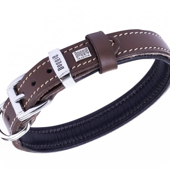 Doggie Konforlu Gerçek Deriden El Yapımı Köpek Boyun Tasması 2x30-35cm Kahverengi - 2