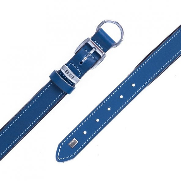 Doggie Konforlu Gerçek Deriden El Yapımı Köpek Boyun Tasması 2,5x37-45cm Royal Mavi - 4