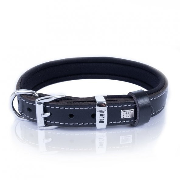 Doggie Konforlu Gerçek Deriden El Yapımı Köpek Boyun Tasması 2x30-35cm Siyah - 3
