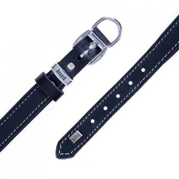 Doggie Konforlu Gerçek Deriden El Yapımı Köpek Boyun Tasması 2x30-35cm Siyah - 4