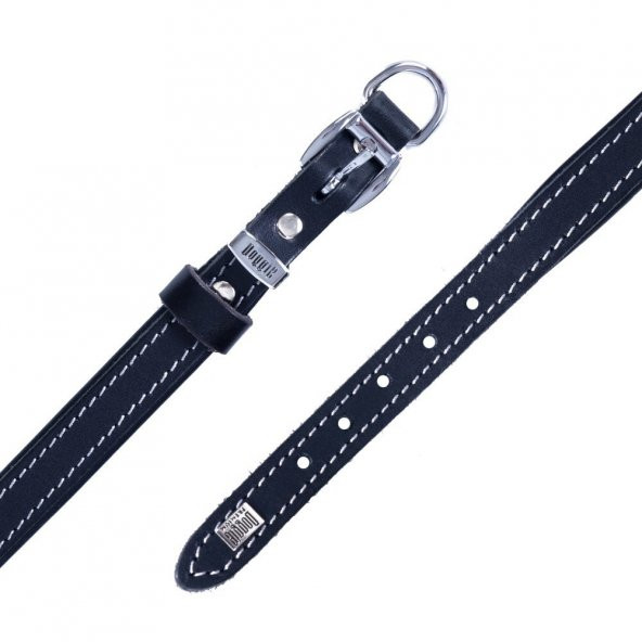 Doggie Konforlu Gerçek Deriden El Yapımı Köpek Boyun Tasması 1,5x20-25cm Siyah - 4