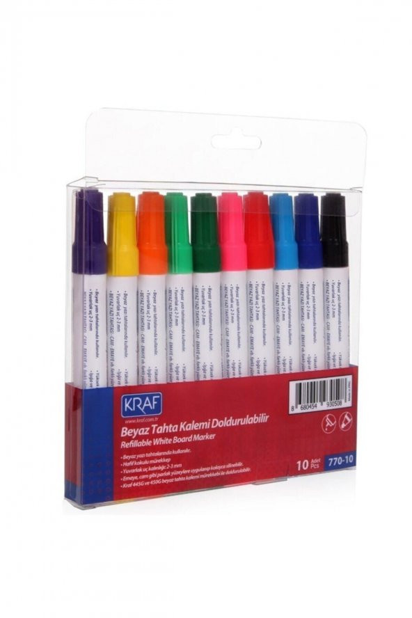 Kraf Doldurulabilir Beyaz Tahta Kalemi 10lu Set 770 - 3