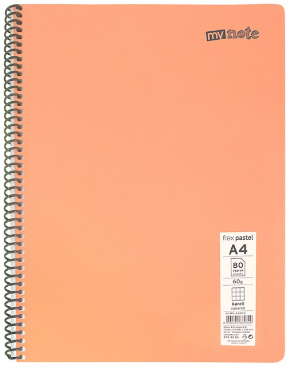 Mynote A4 Flex Pp Spiralli Plastik Kapak Defter 120 Yaprak Kareli