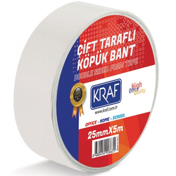 KRAF ÇİFT TARAFLI KÖPÜK BANT 25MMX5M 5025G