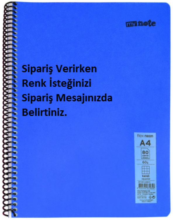 Mynote A4 Flex Pp Spiralli Plastik Kapak Defter 60 Yaprak Çizgili