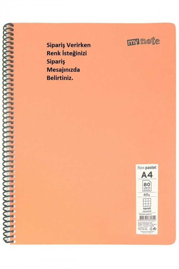 Mynote Mynote A4 Flex Up Spiralli Plastik Kapak Defter 80 Yaprak Kareli