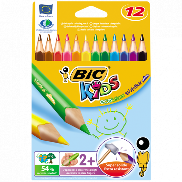 Bic Kuru Boya Evolution Üçgen Jumbo 12 Lİ